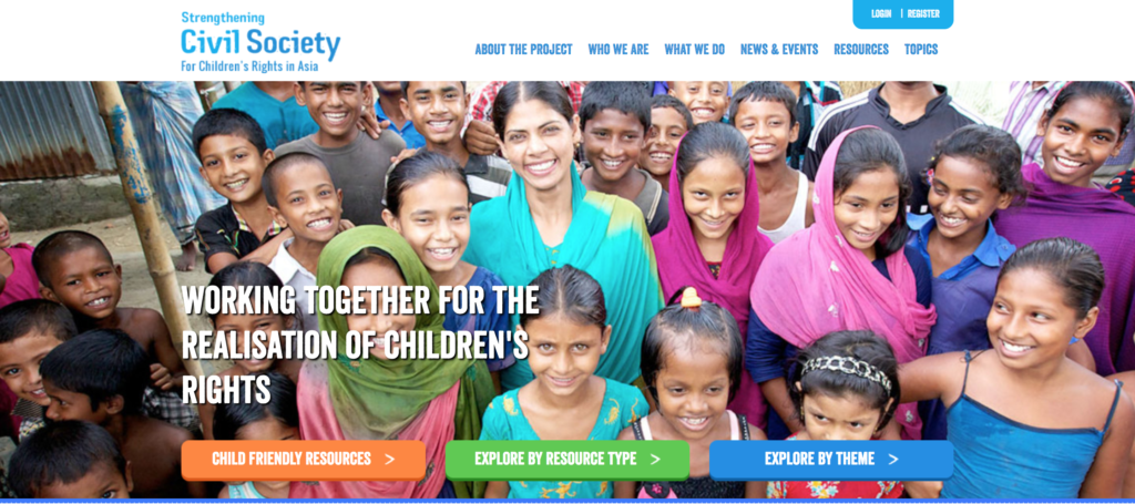 Website screenshot of Plan International Asia Civil Society Regional Project Website